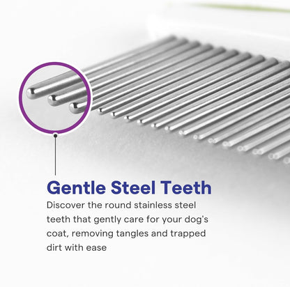 Dog Comb for Removes Tangles and Knots - Cat Comb for Removing Matted Fur - Grooming Tool with Stainless Steel Teeth and Non-Slip Grip Handle - Best Pet Hair Comb for Home Grooming Kit - Ebook Guide