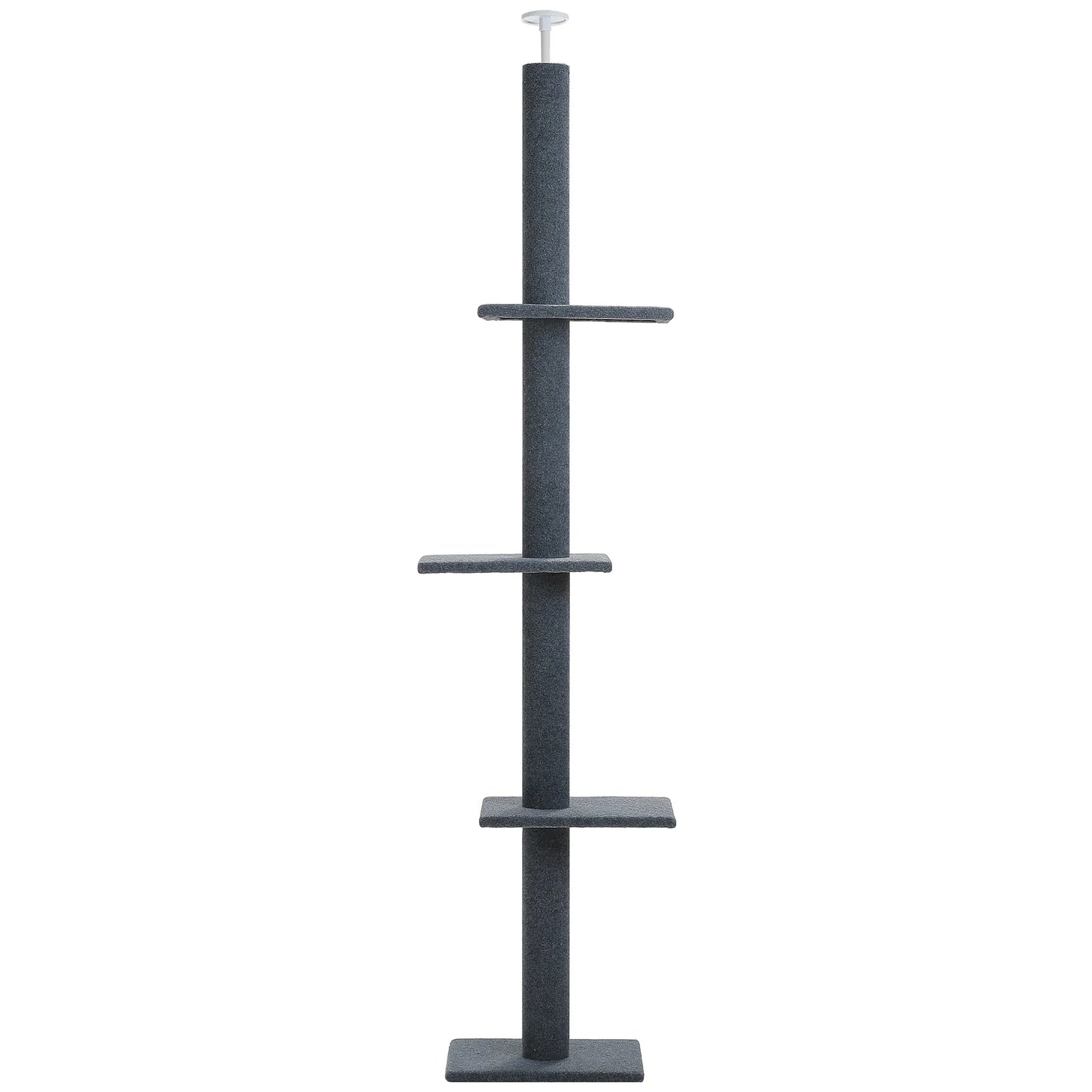 90-107" Floor to Ceiling Cat Tree Tower 4 Tier Tall Cat Climbing Posts Adjustable, Gray