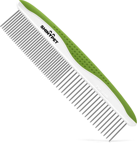 Dog Comb for Removes Tangles and Knots - Cat Comb for Removing Matted Fur - Grooming Tool with Stainless Steel Teeth and Non-Slip Grip Handle - Best Pet Hair Comb for Home Grooming Kit - Ebook Guide